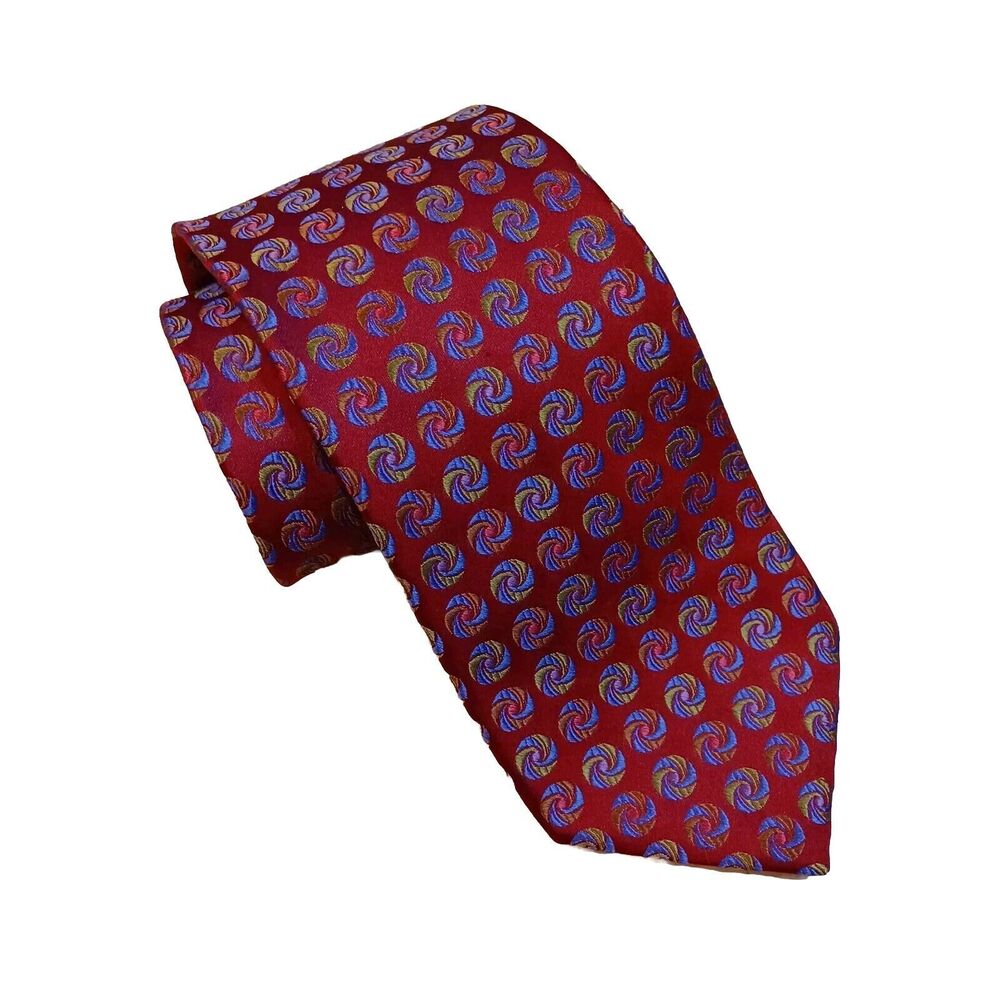 Ted Baker London Men’s Designer Neck Tie Red 100% Silk Abstract Print 60"x 4"